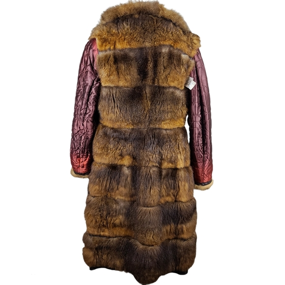 Rajac Vintage Brown Leather Fur Coat - Picture 6 of 13